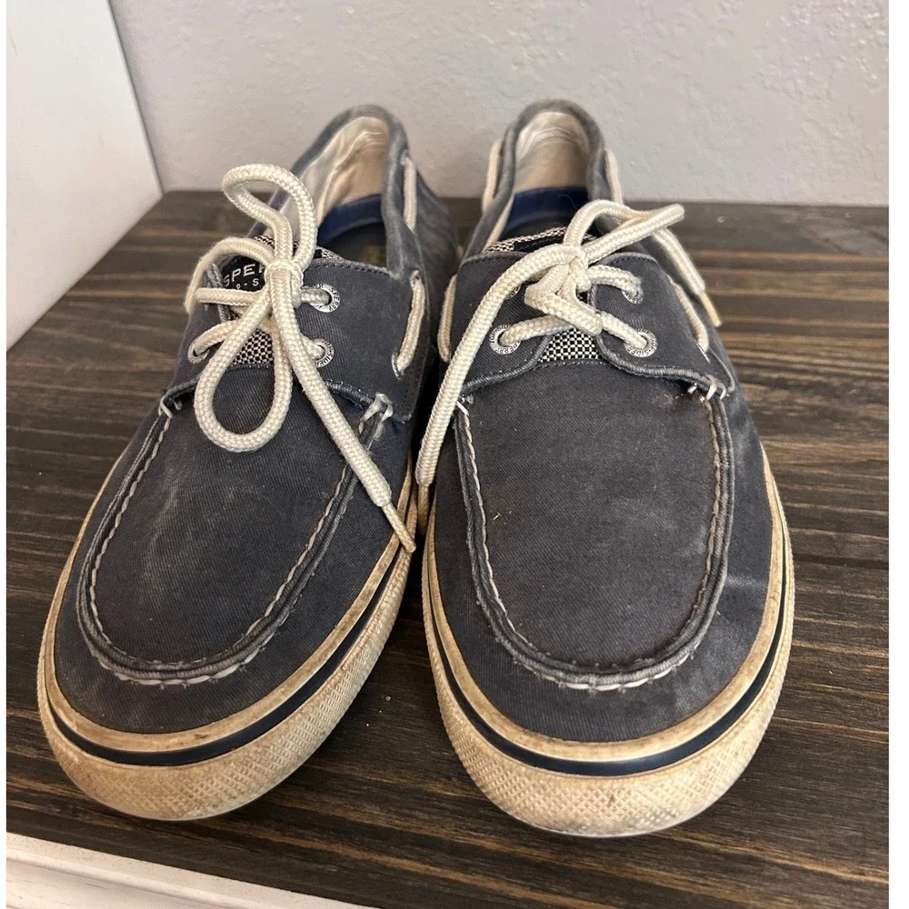 Sperry Top-Sider Mens 10.5 M Bahama Navy Blue Canvas Boat Shoes